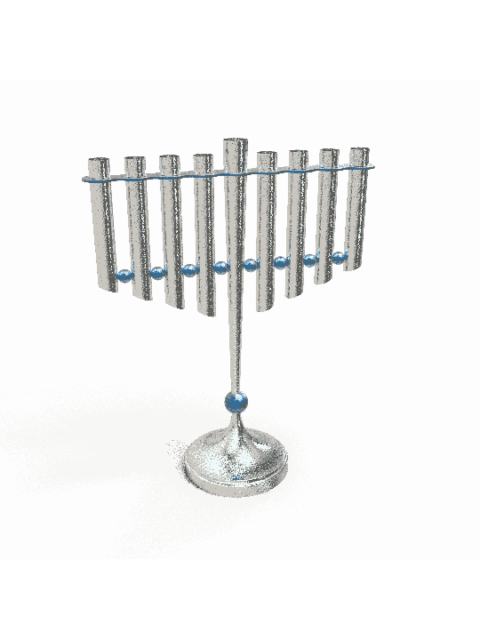 חנוכיית חנוכה גדולה עם כדורי פליז, מתנת חתונה יהודית